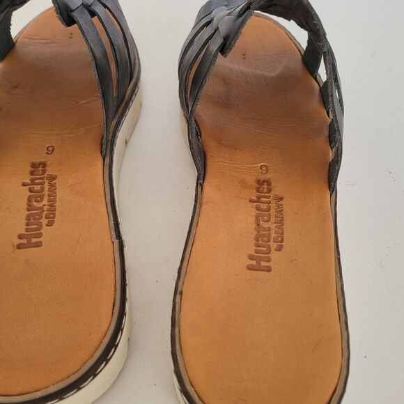 Bearpaw Womens Vanessa Black Leather Huarache Sandals Slip On 9 Medium (B,M) New - Picture 6 of 10